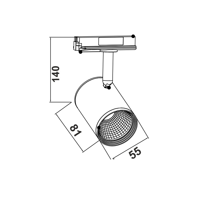 Aca Σποτ ράγας LED COB 2 καλωδίων 12W 4000K Γκρι (ZUNO1240G250)