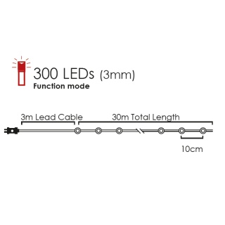 300 Led (3mm) Θερμά Λαμπάκια με Χάλκινο Καλώδιο & Πρόγραμμα (XCW300WWAF44)