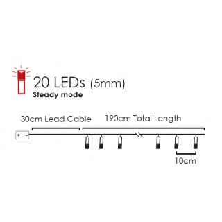 20 Led (5mm) Θερμά Λαμπάκια Metal Christmas Tree (XM20WW2A)