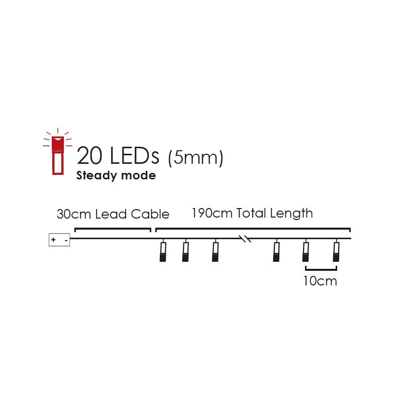 20 Led (5mm) Θερμά Λαμπάκια Metal Christmas Tree (XM20WW2A)