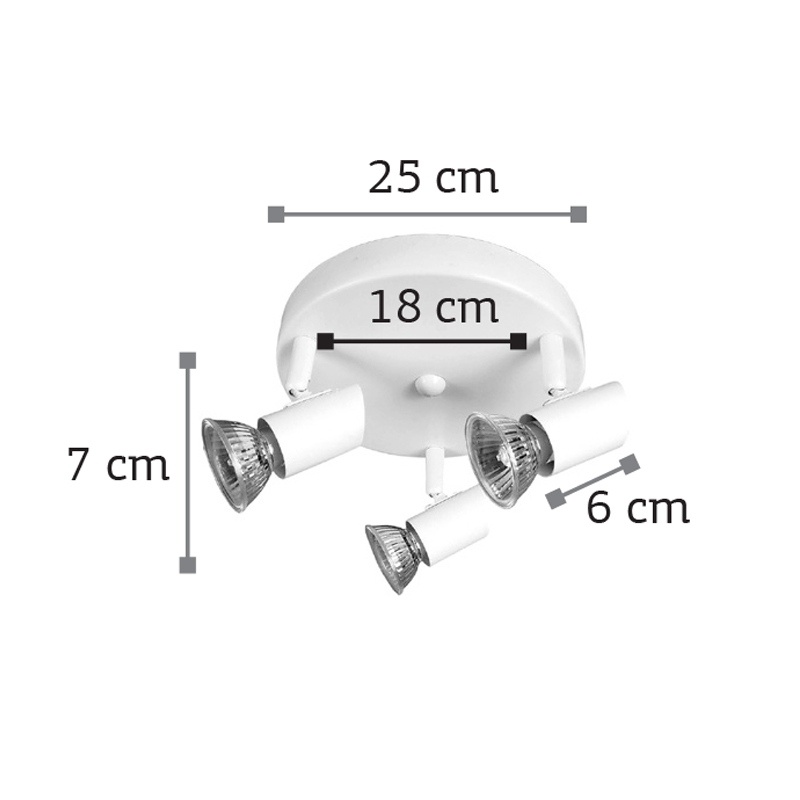 Inlight Τρίφωτο Spot Οροφής Μαύρο (9077-3)