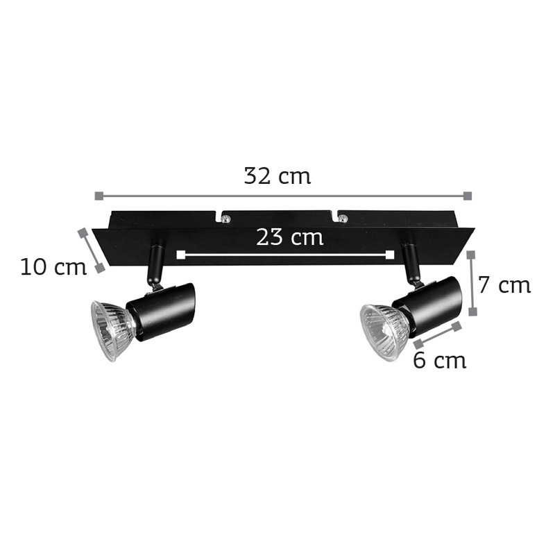 Inlight Δίφωτο Spot Οροφής Μαύρο (9078-2)