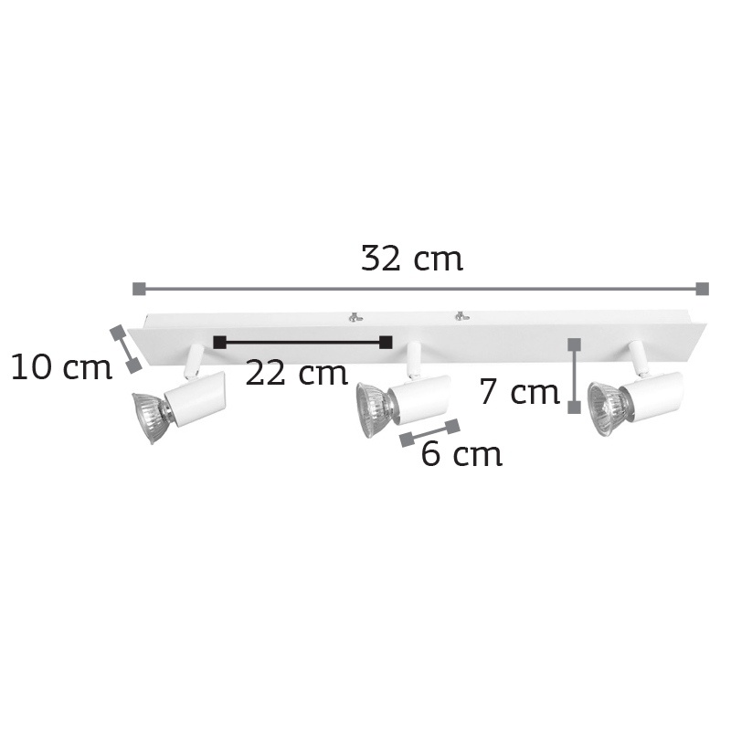 Inlight Τρίφωτο Spot Οροφής Μαύρο (9078-3)