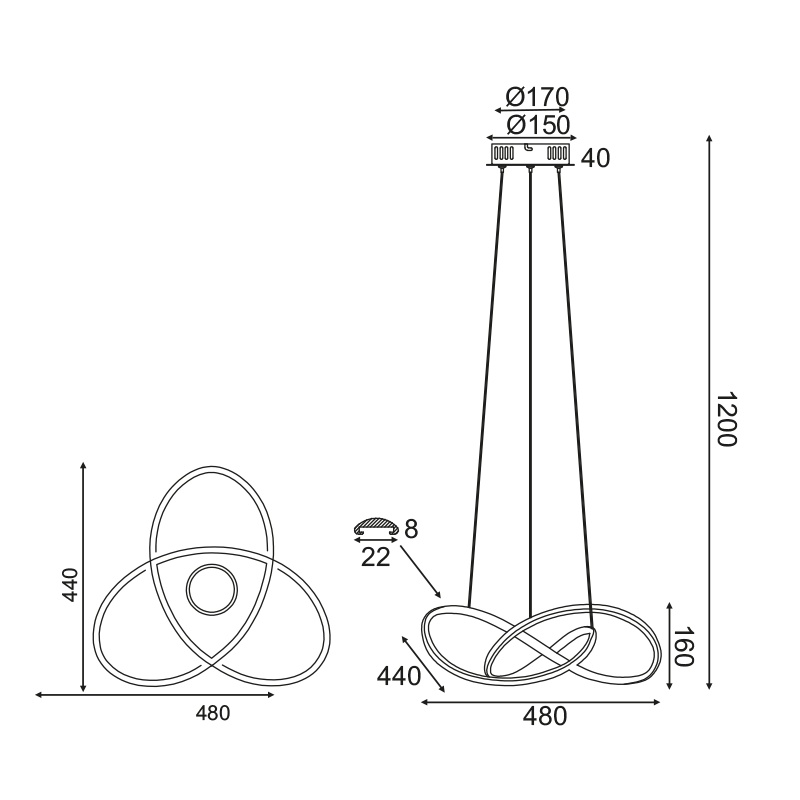 Aca Led Κρεμαστό Φωτιστικό 48W 3000K Μαύρο (HM92LEDP48BK)