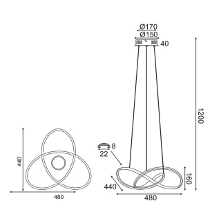 Aca Led Κρεμαστό Φωτιστικό 48W 3000K Ορείχαλκος (HM92LEDP48BR)