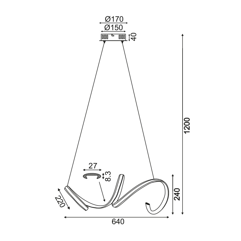 Aca Led Κρεμαστό Φωτιστικό 40W 3000K Λευκό (HM91LEDP64WH)