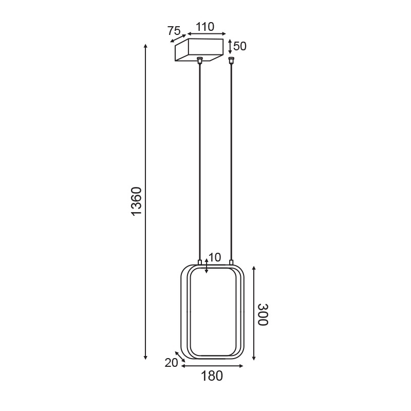 Aca Led Κρεμαστό Φωτιστικό 11W 3000K Μαύρο (V30LEDP18BK)