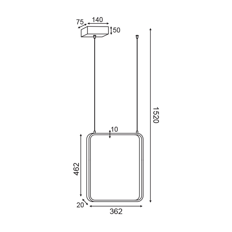 Aca Led Κρεμαστό Φωτιστικό 19W 3000K Μαύρο (V30LEDP36BK)