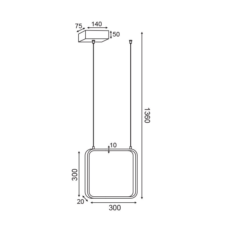 Aca Led Κρεμαστό Φωτιστικό 14W 3000K Μαύρο (V30LEDP30BK)