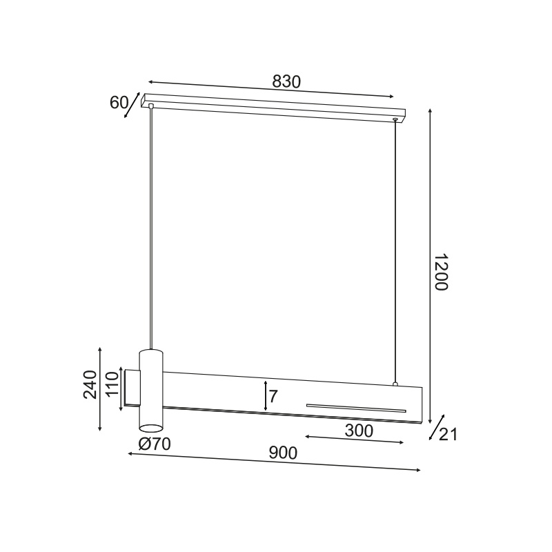 Aca Led Κρεμαστό Φωτιστικό 18W 3000K (DCR21LEDP90B)