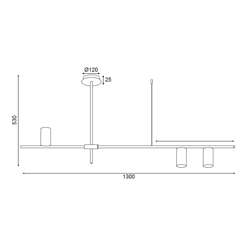 Aca Τρίφωτο Φωτιστικό Μαύρο (OD843C130B)