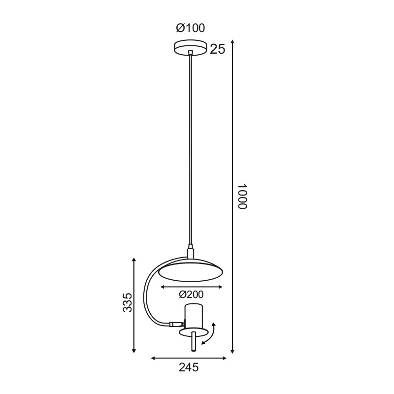 Aca Μονόφωτο Κρεμαστό Φωτιστικό Λευκό (ZM931P25W)