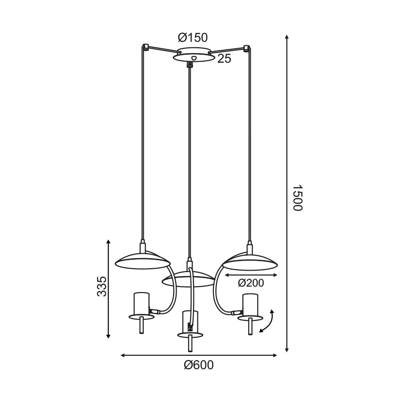 Aca Τρίφωτο Κρεμαστό Φωτιστικό Λευκό (ZM933P60W)