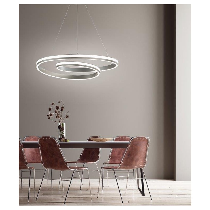 Fischer Honsel Led Κρεμαστό Φωτιστικό Οροφής LED Spiral TW Νίκελ Ματ-Λευκό Φ80 (60536)