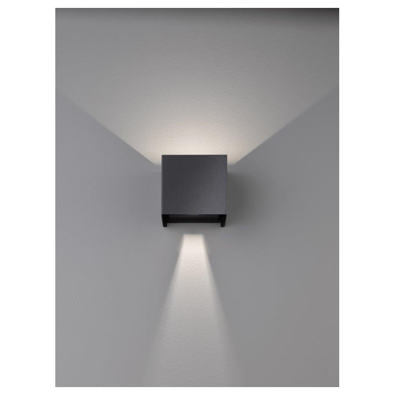 Fischer Honsel Led Απλίκα Φωτιστικό Τοίχου Wall Μαύρο Ματ IP44 10x10 (30259)