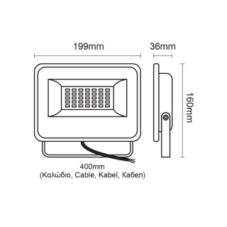 LED SMD προβολέας V 50W 120° 3000K (V5030)