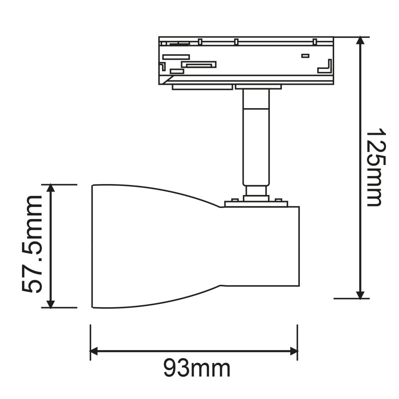 Aca Σποτ ράγας 2 καλωδίων GU10 Μαύρο (TS67GU3CB)