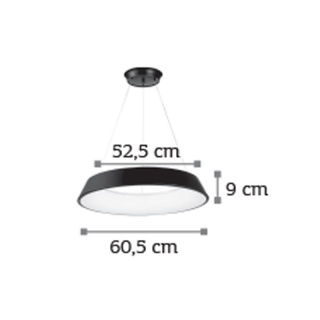 InLight Led Κρεμαστό Φωτιστικό 50W Μαύρο (6010A)