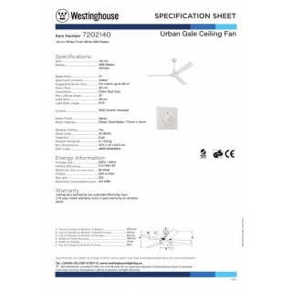 Westinghouse Ανεμιστήρας Οροφής Urban Gale 3 Πτερυγίων (72021)