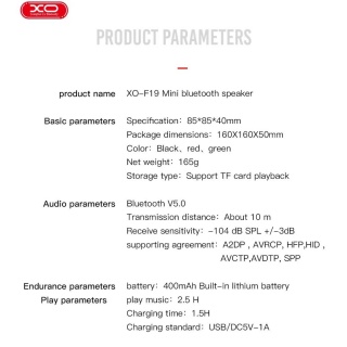 XO F19 Bluetooth Ηχείο Μαύρο (16.004.0006)