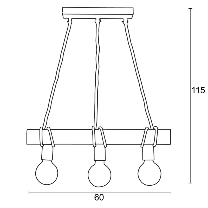 Arkolight Φωτιστικό Πολύφωτο 3Φ Ξύλο-Σχοινί Ε27 (1673-2/3)