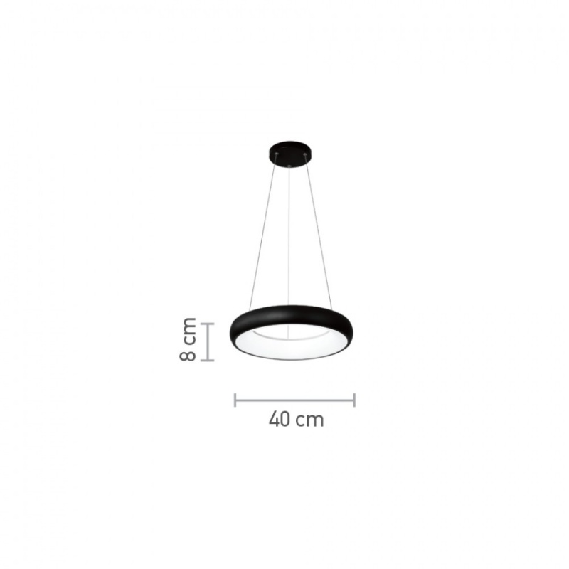 InLight Led Κρεμαστό Φωτιστικό 54W 3CCT Μαύρο (42023-B-Black)