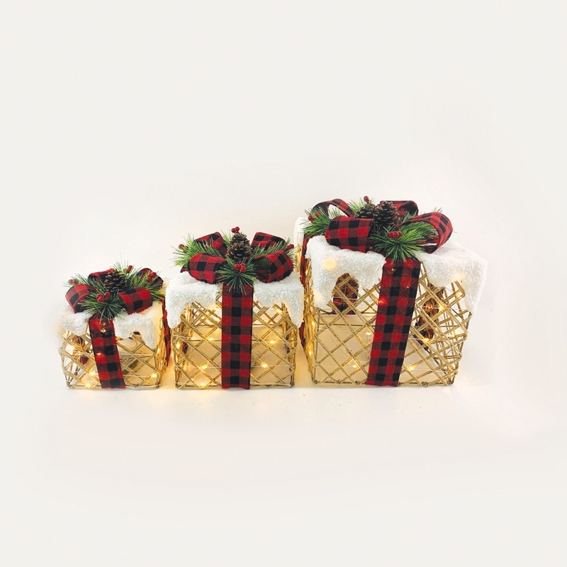 SET "WHITE COTTON GIFT BOX, RED&BLACK BOW 18, 24, 30cm (X1190111)