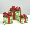 SET "GREEN SILVER RATTAN GIFT BOX, RED BOW 18, 24, 30cm (X1190114)