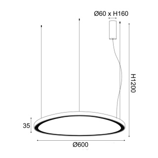 Aca Led Κρεμαστό Φωτιστικό 54W 3000K Μαύρο (BR97LEDP60BK)