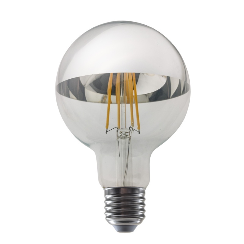 Λάμπα Led Filament Half Silver 8W E27 G95 2700K Dimmable (PALA958WWDIMS)