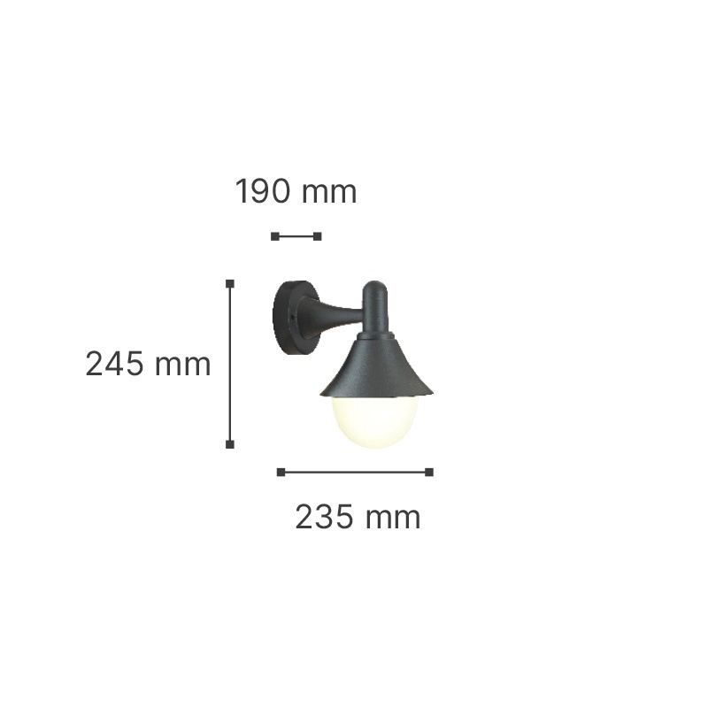 It-Lighting Rabun 1xE27 Επιτοίχιο Φωτιστικό Μαύρο (80202514)