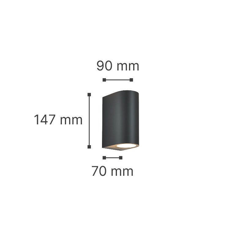 It-Lighting Michigan 2xGU10 Επιτοίχιο Φωτιστικό Up-Down Γκρι (80200134)