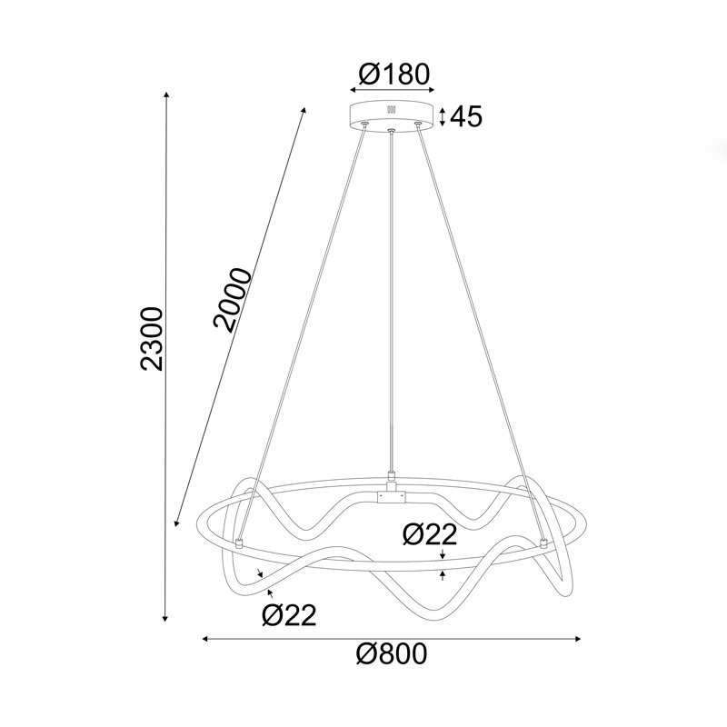 Aca Led Κρεμαστό Φωτιστικό 60W 3000K Μαύρο (ZM36LEDP80BK)