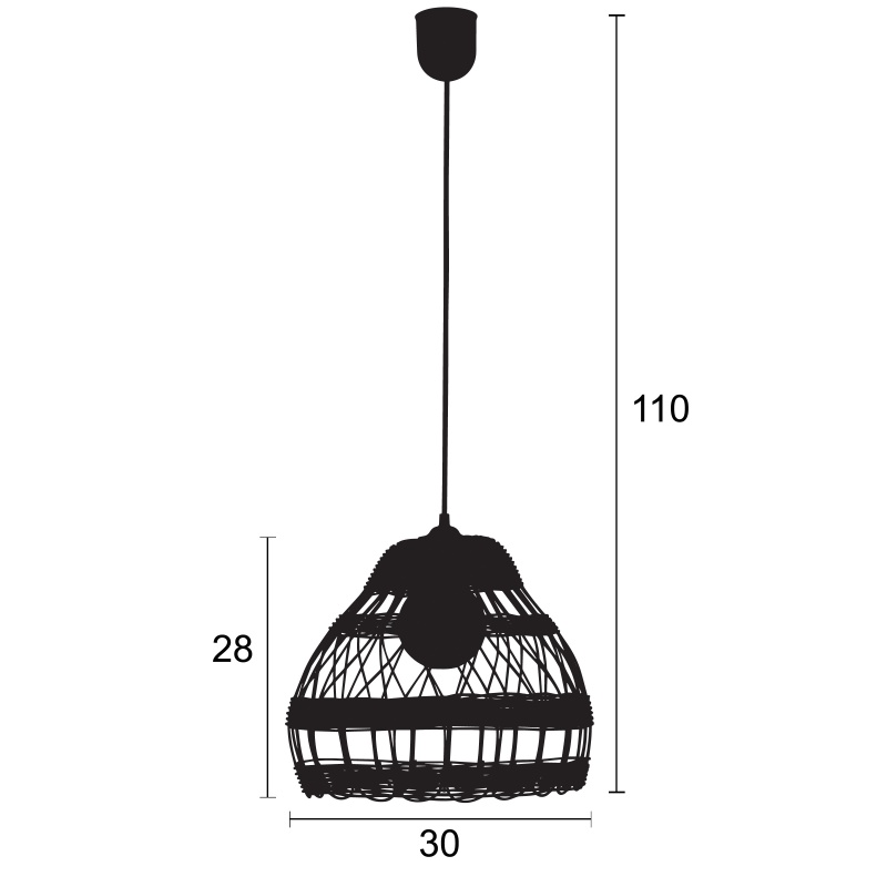 Arkolight Φωτιστικό Μονόφωτο Ρατάν E27 Φ30 (980-2/30)