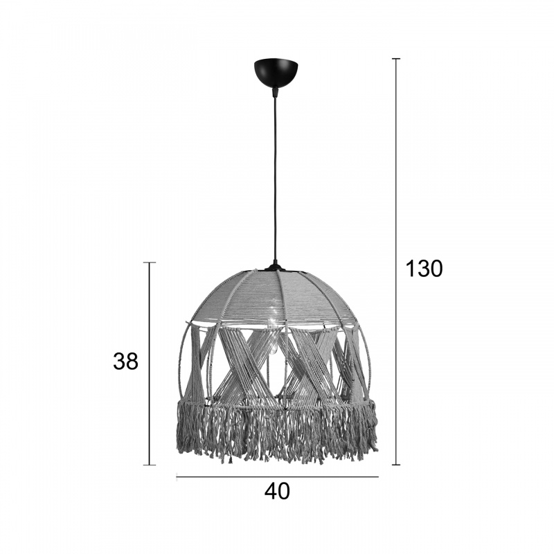 Arkolight Φωτιστικό Μονόφωτο Σχοινί Natural E27 Φ40 (974-2/40)