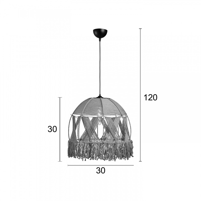 Arkolight Φωτιστικό Μονόφωτο Σχοινί Natural E27 Φ30 (974-2/30)