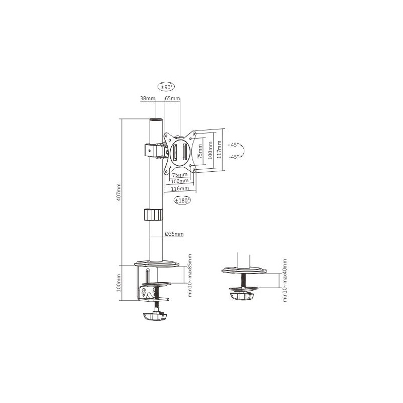 Brateck Βάση Monitor LDT66-C01 17" - 32" (03.009.0018)