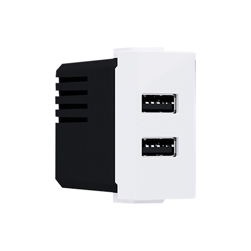 Acaelec Modys Πρίζα Τροφοδοσίας 2xUSB 1 Στοιχείου 1P IP20 230V~ 50Hz 0.3A 5V DC 2.4A Λευκό (10101412821)