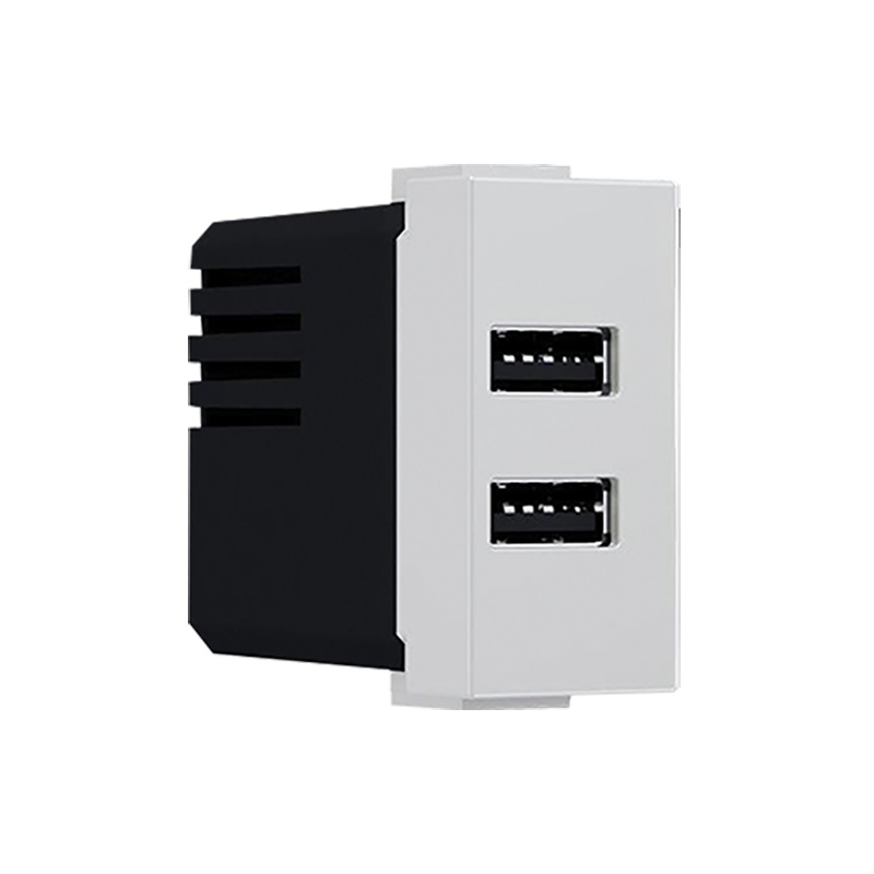 Acaelec Modys Πρίζα Τροφοδοσίας 2xUSB 1 Στοιχείου 1P IP20 230V~ 50Hz 0.3A 5V DC 2.4A Ιβουάρ (10101412823)