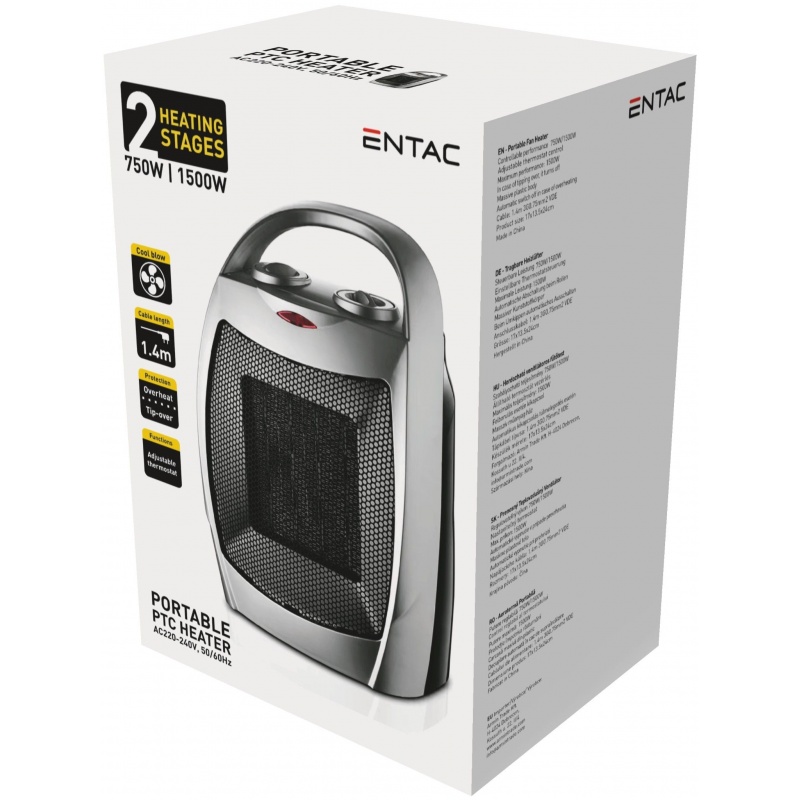 Entac Αερόθερμο 1500W Γκρι (EPPTC-1.5KW)