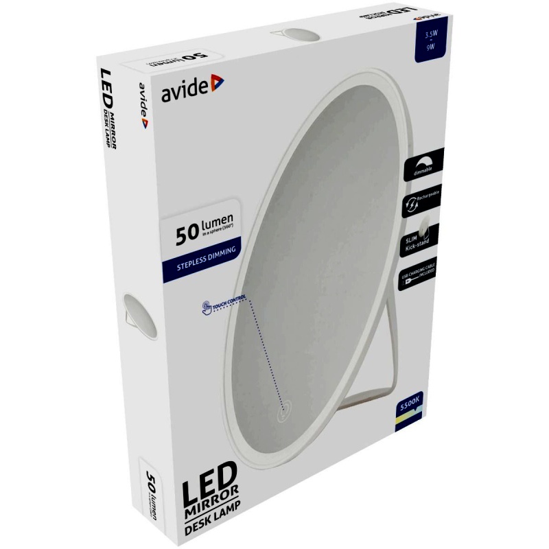 Avide Επαναφορτιζόμενος Led Καθρέπτης Make Up 3.5W 5500K Λευκός (ABLDL-M-R)