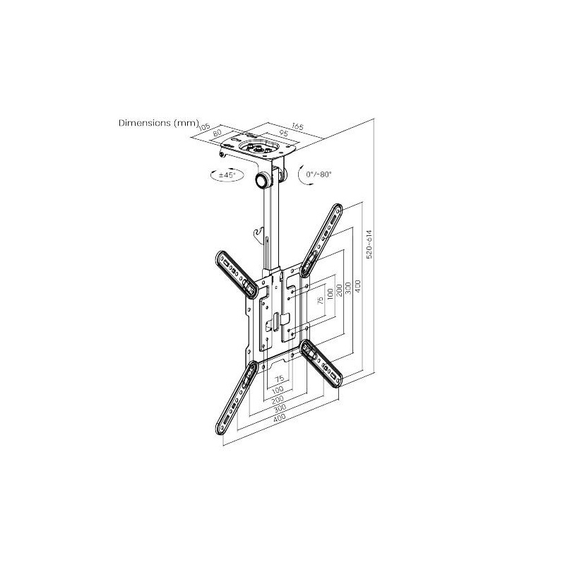 Brateck Βάση TV Οροφής 23" - 55" (LCD-CM344)