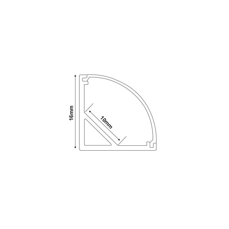 Aca Προφίλ Γωνιακό Corn με Plexy Glass Ημιδιαφανές Κάλυμμα (P6)