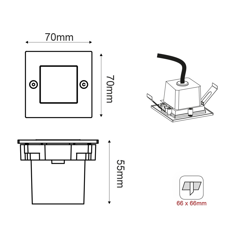 Aca Led SMD Χωνευτή Απλίκα 2W 3000K Λευκή (PAS230WS)