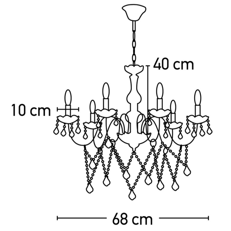 InLight Εξάφωτο Κρεμαστό Φωτιστικό Μελί (5314-6)