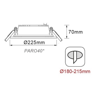 LED COB Χωνευτό Φωτιστικό PARO 40W 90° 4000K (PARO4040)