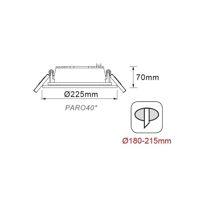 LED COB Χωνευτό Φωτιστικό PARO 40W 90° 4000K (PARO4040)