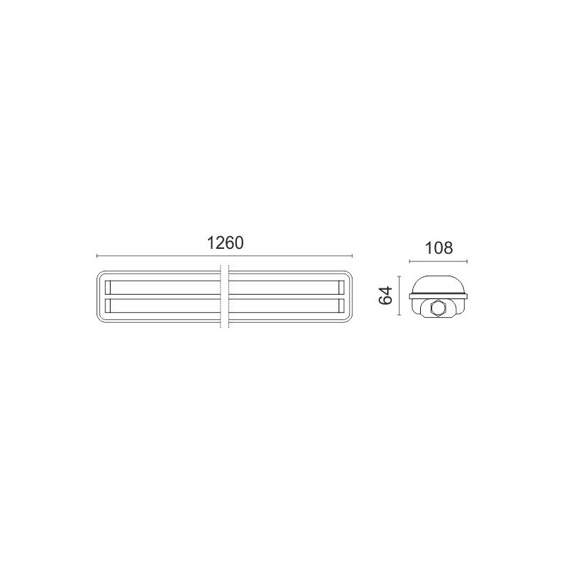 Spotlight Στεγανό Φωτιστικό για λάμπες Led 2x 120cm (5227)