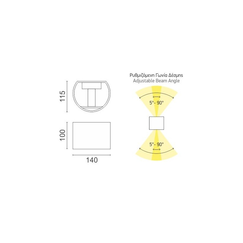 Spotlight Led Επίτοιχη Απλίκα Up-Down 2x 3W 4000K (5927)