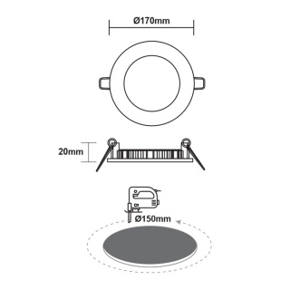 LED SMD panel PLATO 12W 120° 3000K (PLATO1230RW)